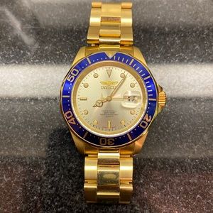 Invicta Pro Diver gold and blue watch
